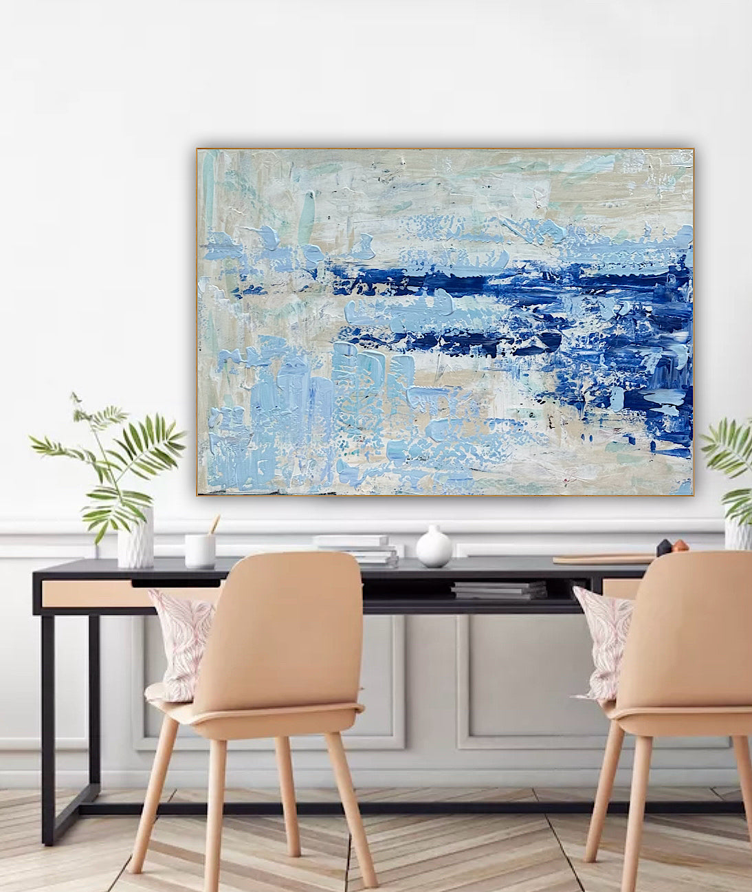 Textured Original Abstract acrylic Painting On Canvas 85 x 60cm Summer Beach
