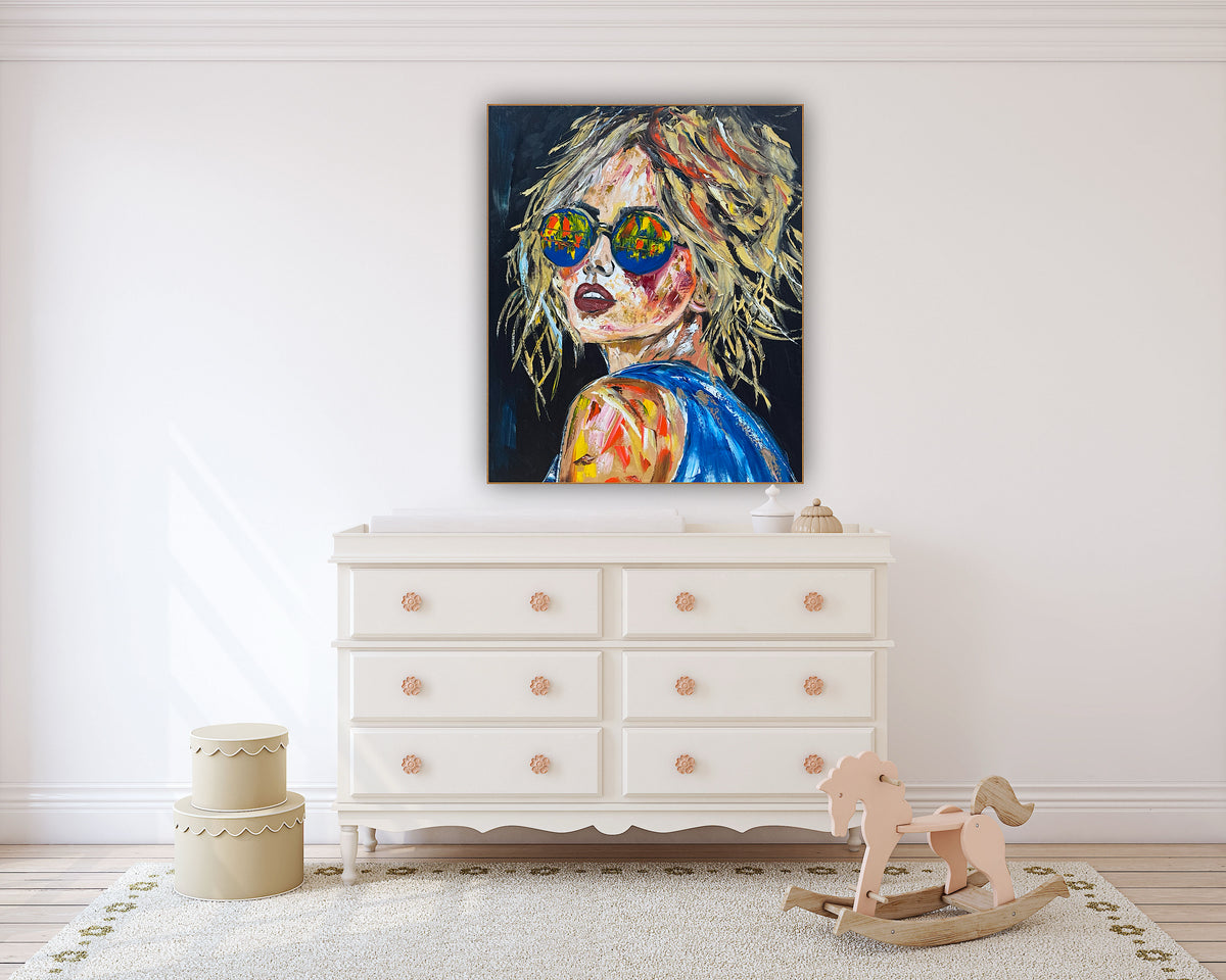 Contemporary Abstract Original Oil Painting of a woman On 90 x 76cm Canvas Amelia woman portrait