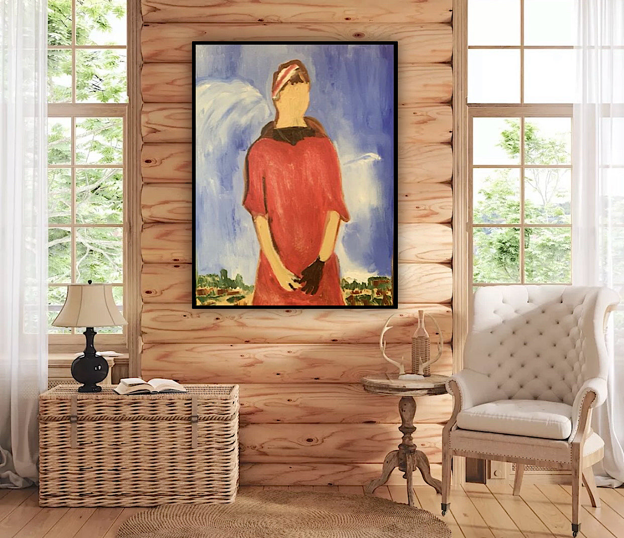 Modern original abstract Oil Painting On Canvas 30cmX 40cm Gardening Woman signed