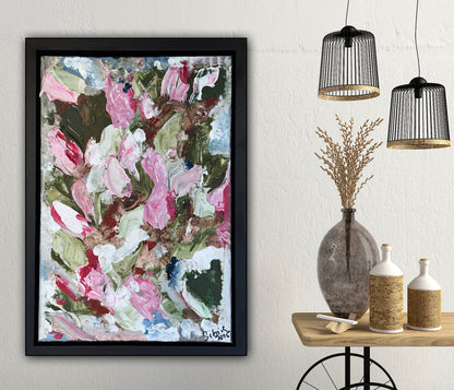 Framed in boack oak frame Textured Original Abstract Oil Painting On Canvas 30 x 40cm Meadow 2