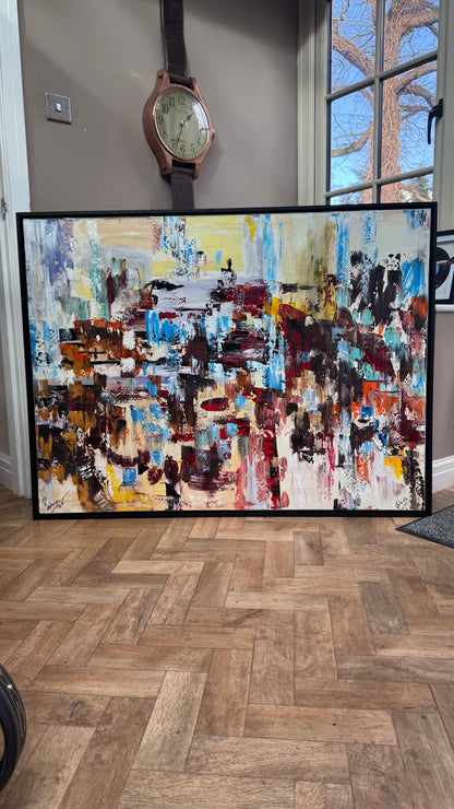 Framed Richter Original modern Abstract Oil Painting in 120x90cmCanvas Cityscape Love
