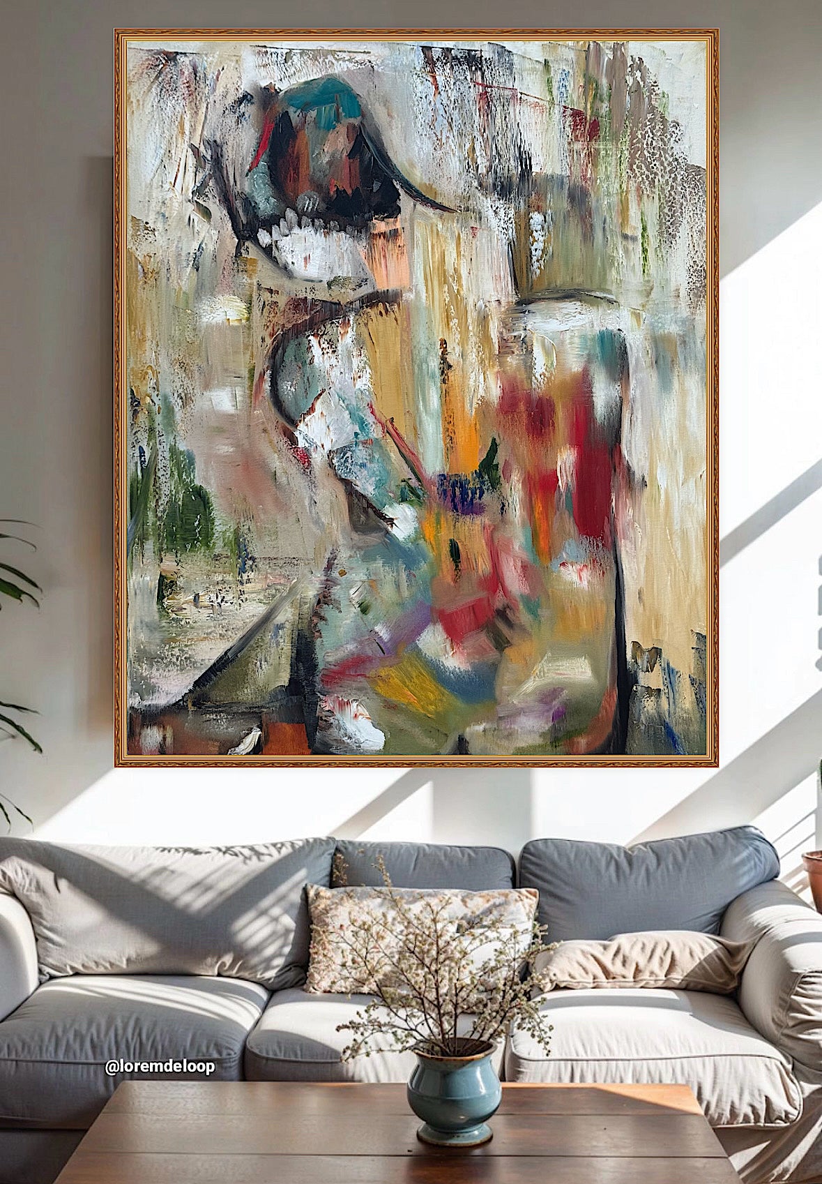 Contemporary Abstract Original Oil Painting On 90 x 76cm canvas Embered Nude