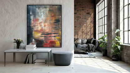 Framed in black Contemporary Abstract Original Oil Painting On  100 x 80cm canvas Molten Light