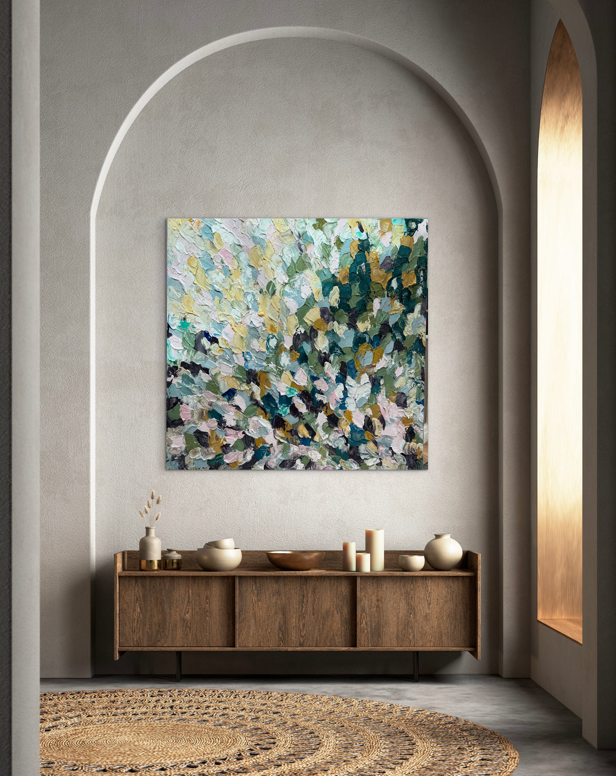 Modern Original textured Abstract Oil Painting On deep edge Canvas 120 x 120cm ‘Autumn Garden’