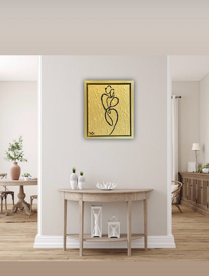 Framed in gold Original Abstract contemporary Oil Painting On Canvas 25 x 29cm Lovers Oka