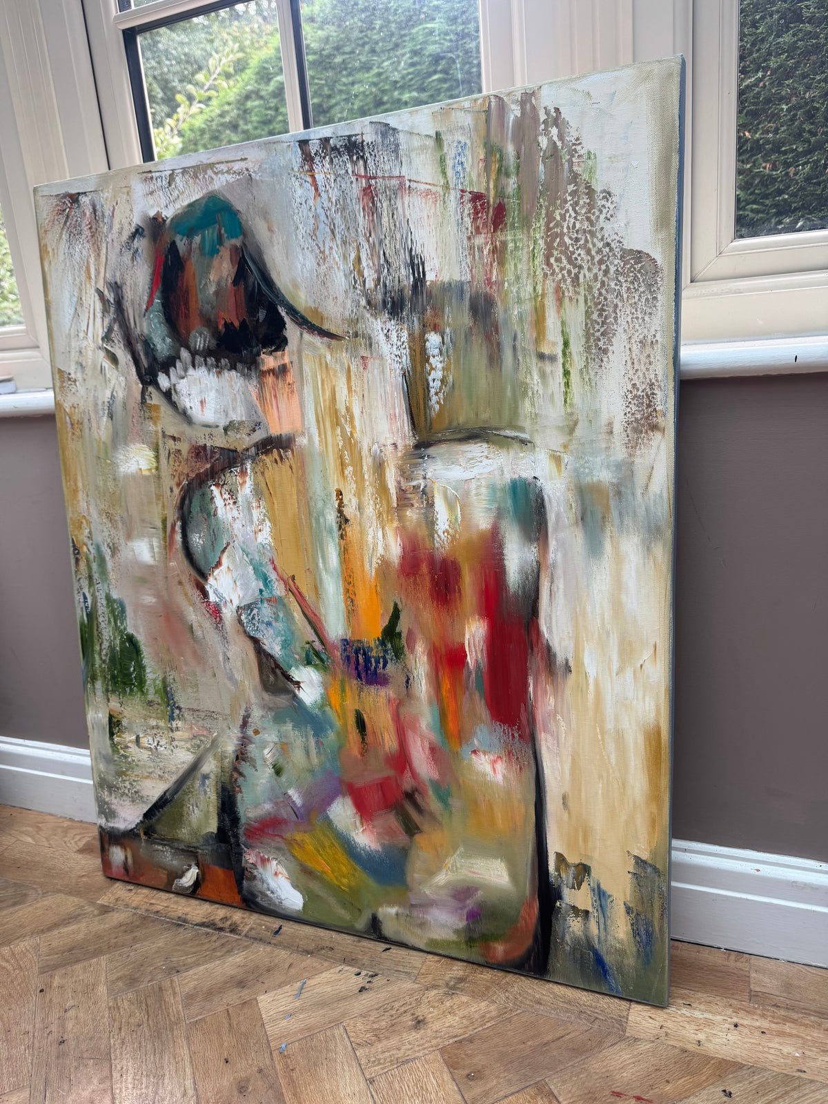 Contemporary Abstract Original Oil Painting On 90 x 76cm canvas Embered Nude