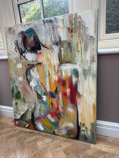 Contemporary Abstract Original Oil Painting On 90 x 76cm canvas Embered Nude
