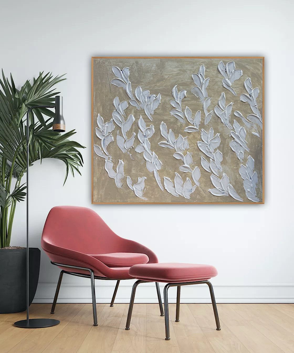 Textured Original Abstract Oil Painting On Canvas stream of leaves 120x100cm Oka