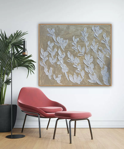 Textured Original Abstract Oil Painting On Canvas stream of leaves 120x100cm Oka