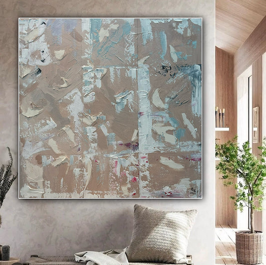 Oka Contemporary Abstract Original Oil Painting 80 x 80cm textured Mountains