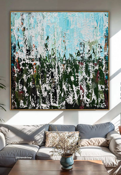 Oka Textured Abstract Original Oil Painting On Canvas 90x90cm Atelier Émeraude