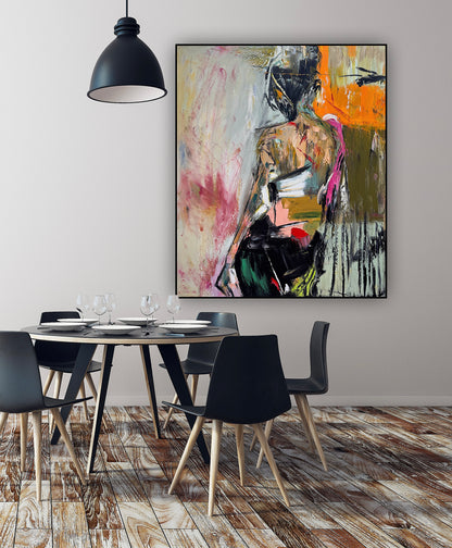 Contemporary Abstract Original Oil Painting On 90 x 76cm canvas Mademoiselle Mid-Departure