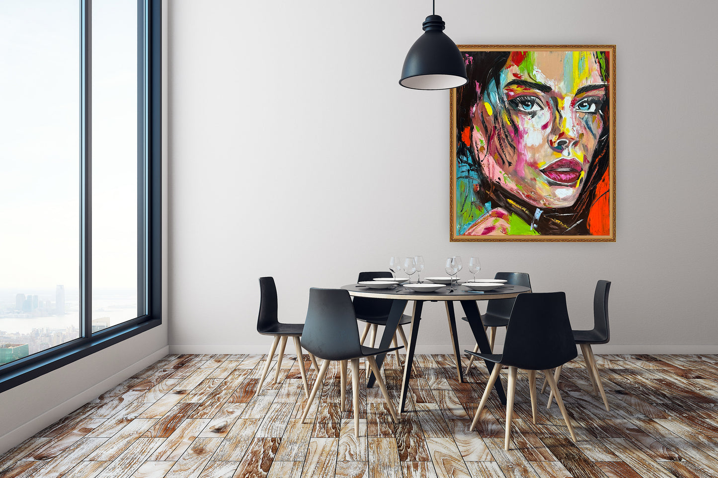 ‘Femme Eclat’ portrait Original abstract contemporary Oil Painting On Canvas size 90x76cm
