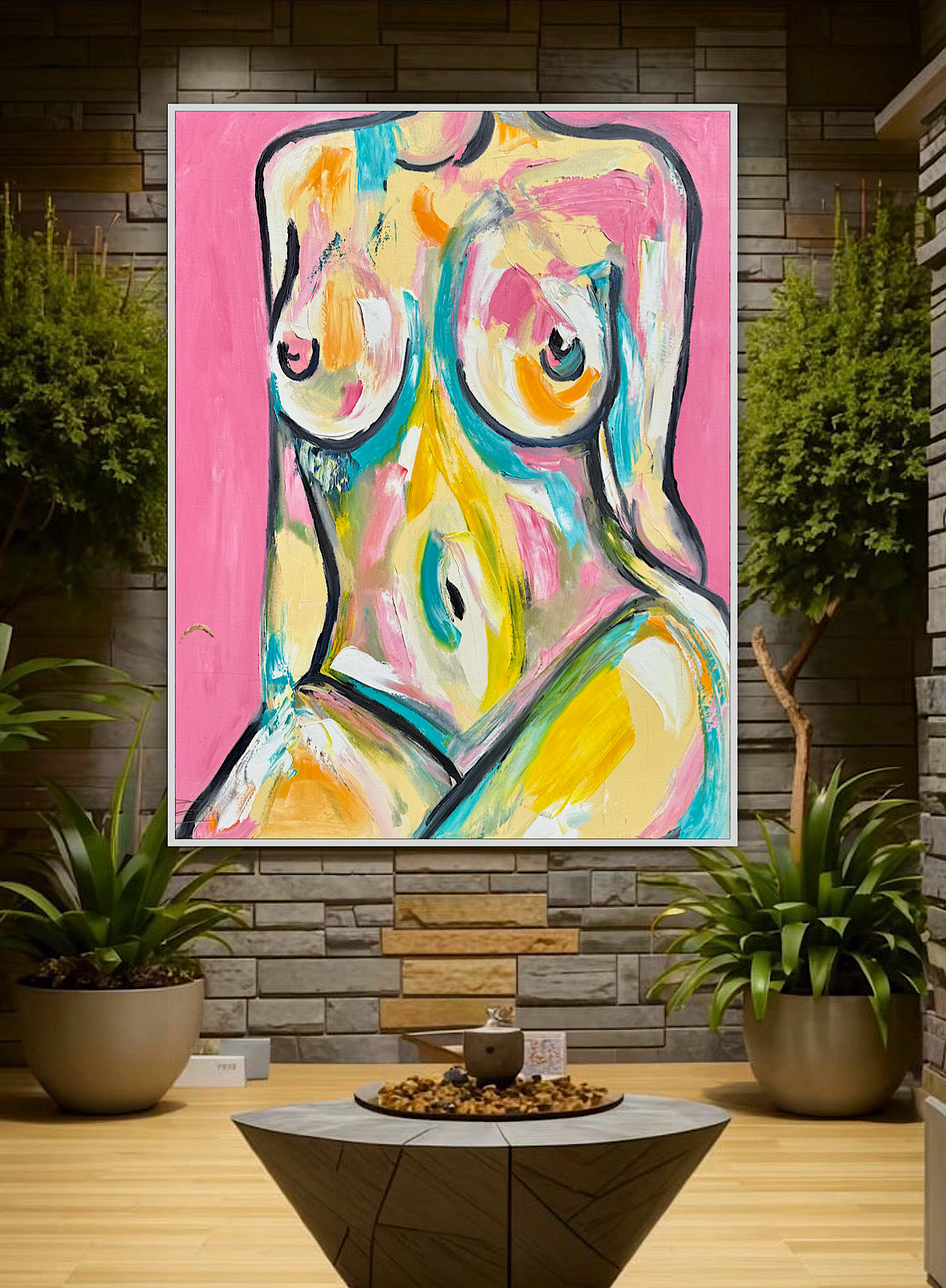 Large Abstract Original Oil Painting On 100x80cm canvas Colourful Nude