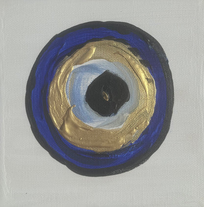Oka set of 4 Modern Abstract Original Oil Paintings On Canvas ‘Evil Eye’  15x15cm each Nazar