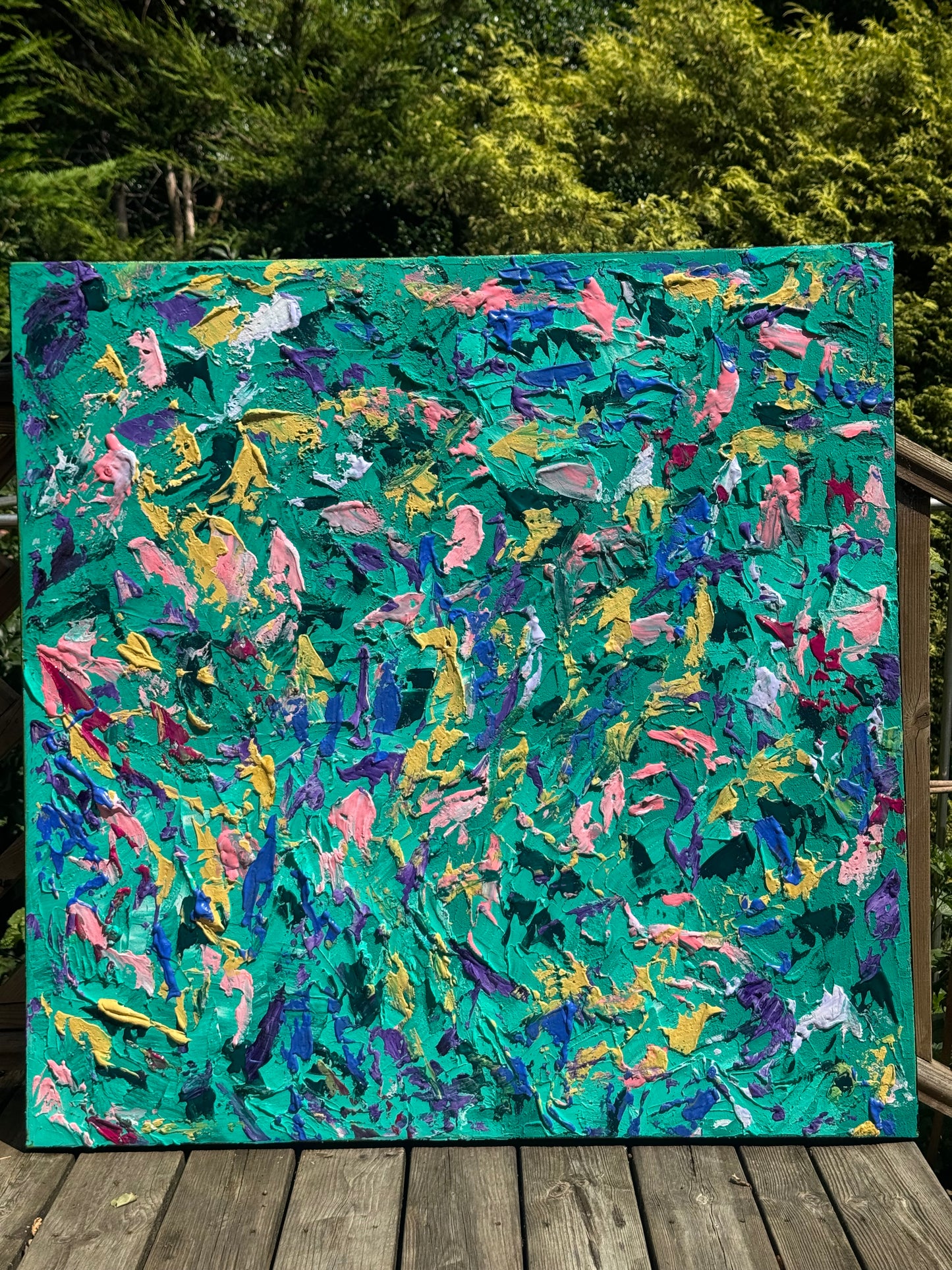 Oka Style Abstract contemporary Oil Painting On Canvas 100 x 100cm Secret Garden