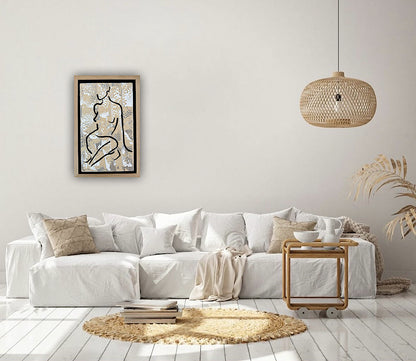 Framed in solid oak textured Original Contemporary Abstract Oil Painting On Canvas 24x36cm Nude