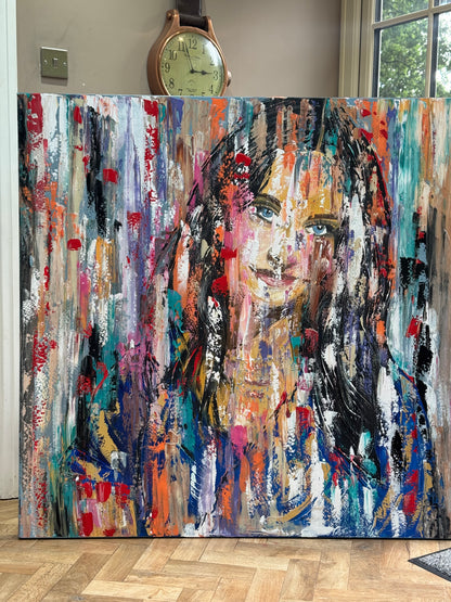 Oka Original Abstract Oil Painting On deep edge Canvas 120 x 120cm ‘Sapphire Eyes’