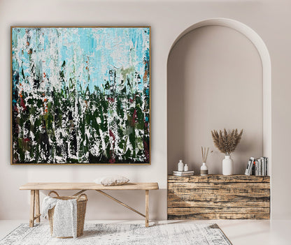 Oka Textured Abstract Original Oil Painting On Canvas 90x90cm Atelier Émeraude