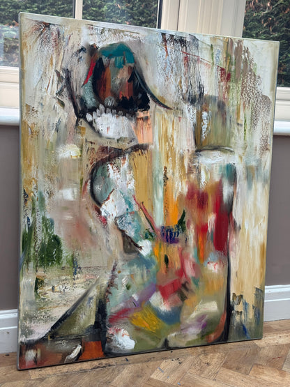 Contemporary Abstract Original Oil Painting On 90 x 76cm canvas Embered Nude