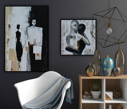 Framed Original Abstract contemporary Oil Painting On Canvas 90x60cm  love to talk oka