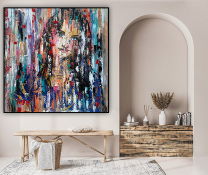 Oka Original Abstract Oil Painting On deep edge Canvas 120 x 120cm ‘Sapphire Eyes’