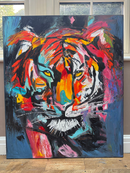 Contemporary Abstract Original Oil Painting On 90 x 76cm Canvas ‘Wild Majesty’’ Tiger