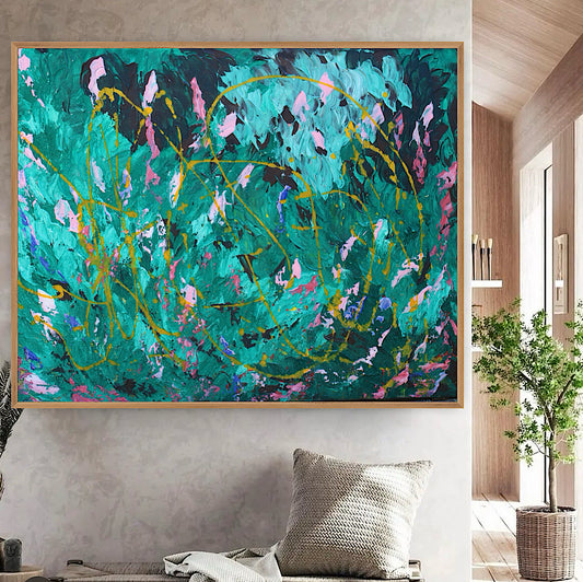 Abstract Original Oil Painting On Canvas 102x70cm textured oil Secret Garden