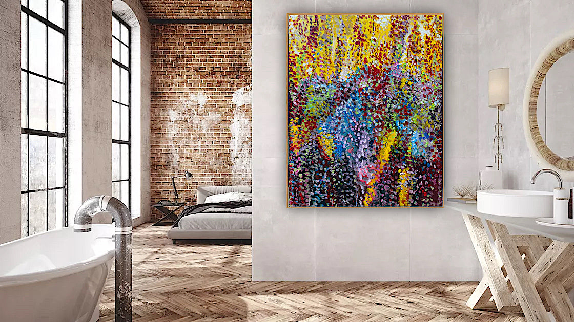 Large Abstract Original Oil Painting On 100x80cm canvas Oka style Sunshine