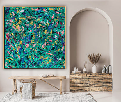 Oka Style Abstract contemporary Oil Painting On Canvas 100 x 100cm Secret Garden