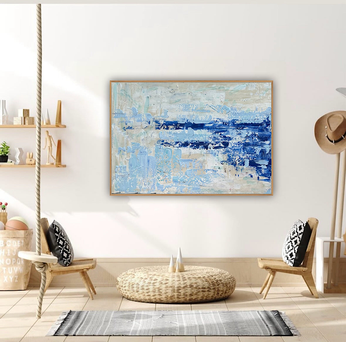 Textured Original Abstract acrylic Painting On Canvas 85 x 60cm Summer Beach