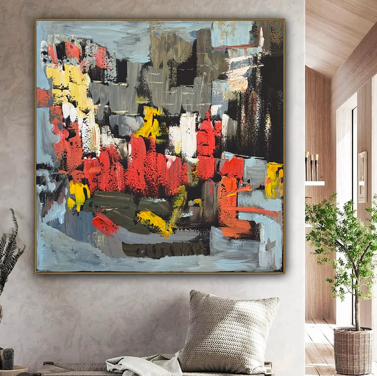 Oka Contemporary Abstract Original Oil Painting on 70 x 70cm canvas Rome cityscape