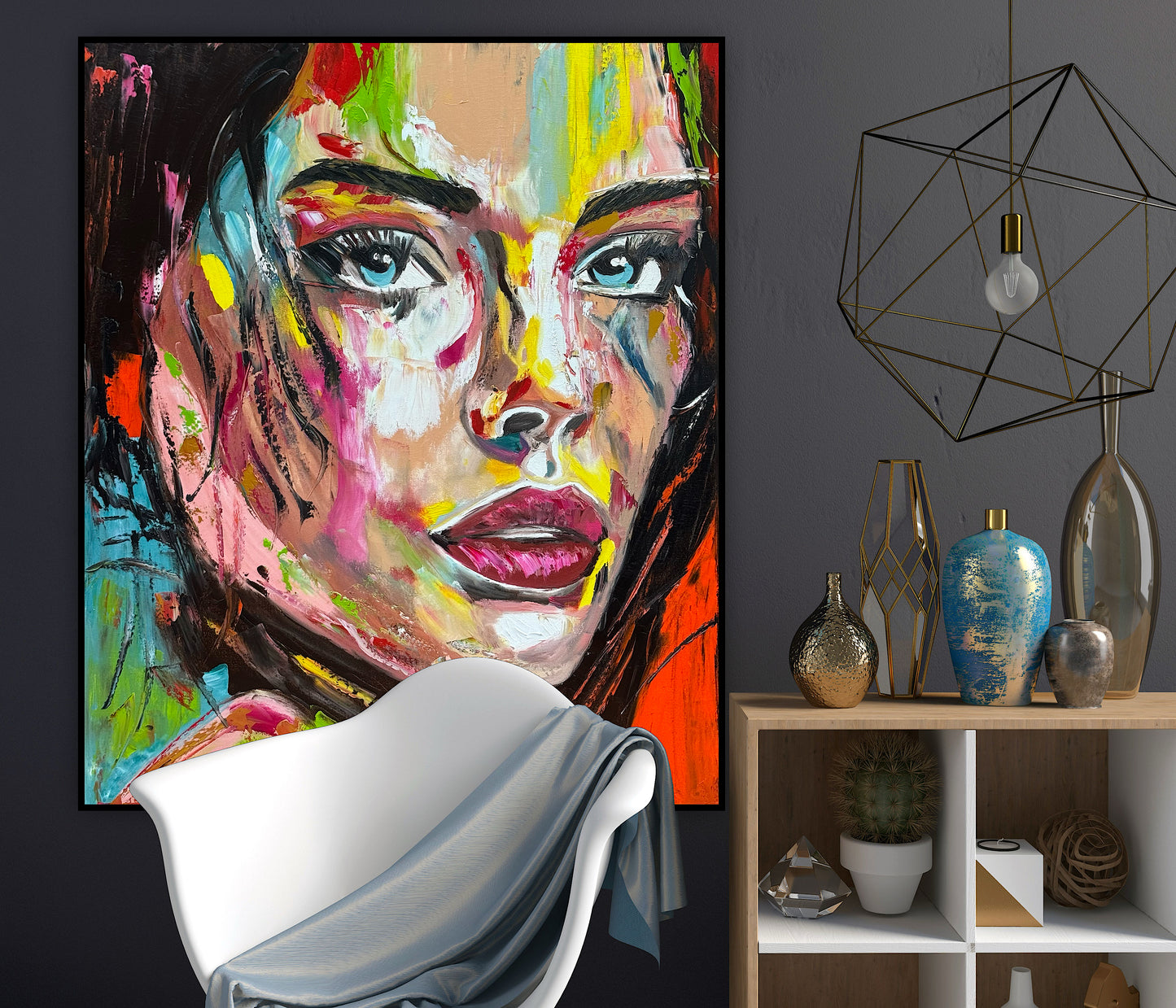 ‘Femme Eclat’ portrait Original abstract contemporary Oil Painting On Canvas size 90x76cm