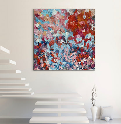 Modern Original textured Abstract Oil Painting On deep edge Canvas 120 x 120cm ‘Convergence ‘