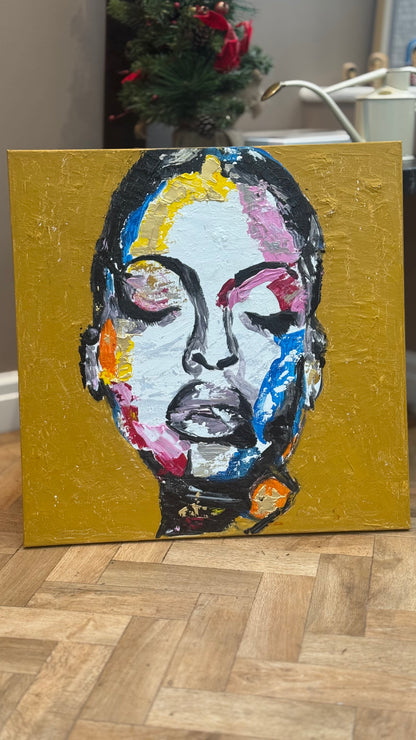 Oka Contemporary Abstract Original Oil Painting 60 x 60cm textured Strong Woman (portrait)