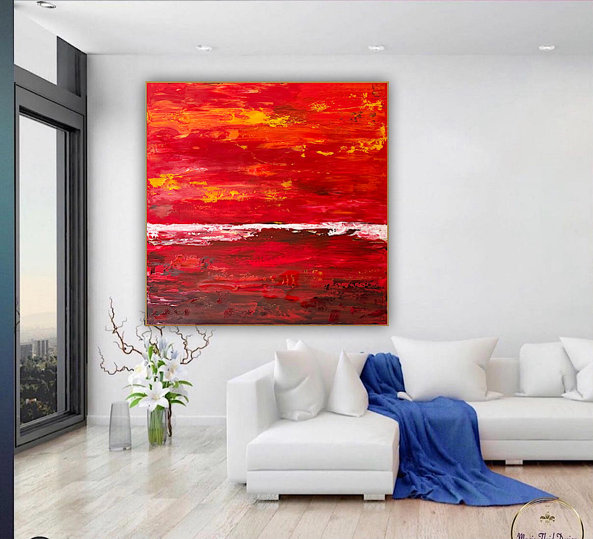 Oka style textured Original modern Abstract Oil Painting On Canvas 80 x 80cm ‘Veil of Dusk ‘Coast