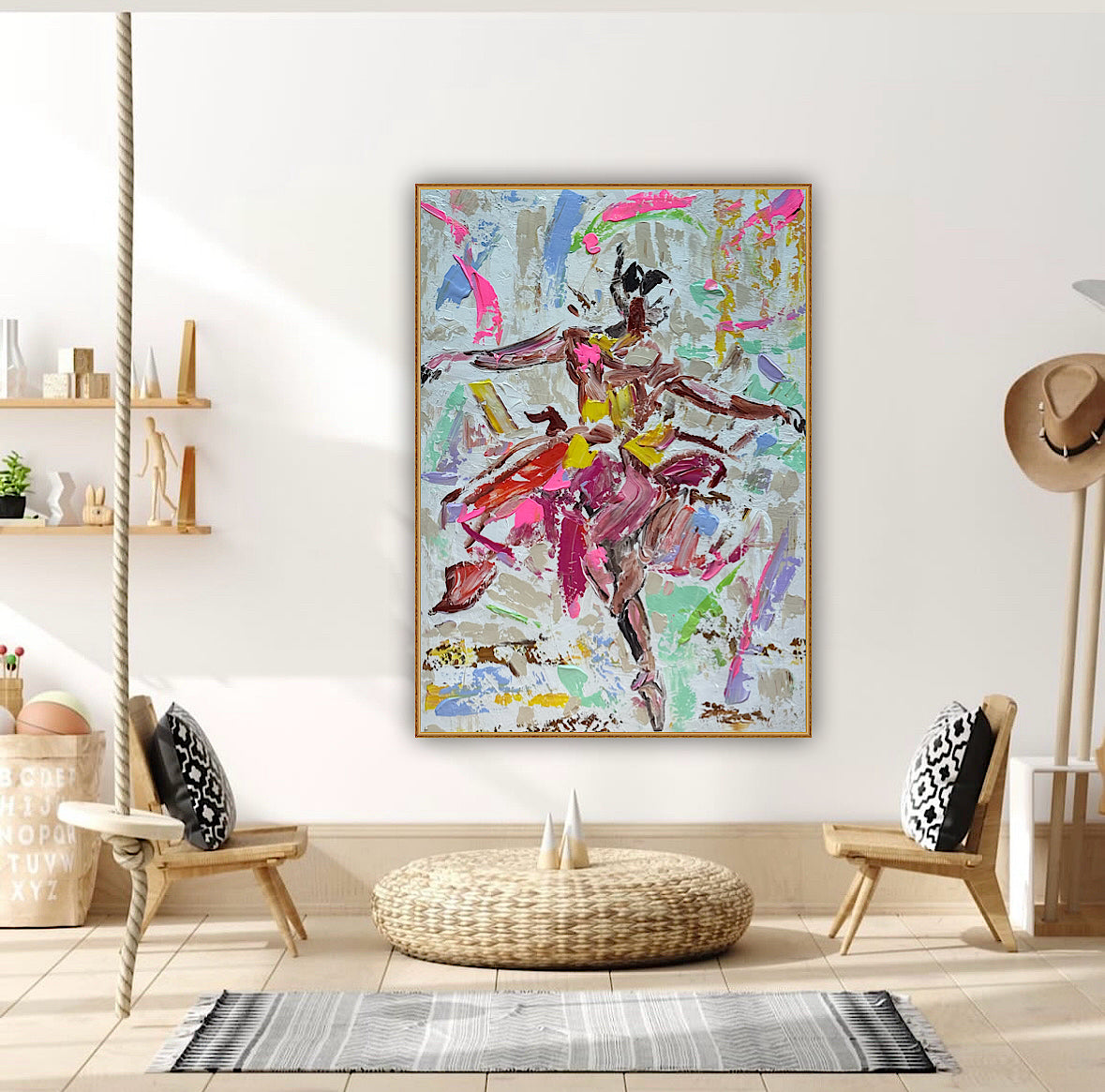 Ballet dancer Original modern Abstract Oil Painting On Canvas 85 x 60cm Oka