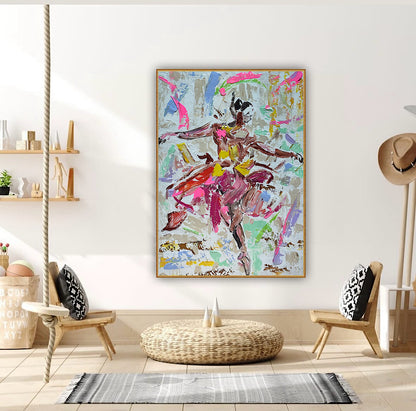 Ballet dancer Original modern Abstract Oil Painting On Canvas 85 x 60cm Oka