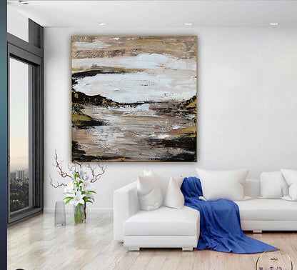 Oka style textured Original modern Abstract Oil Painting On Canvas 80 x 80cm ‘Between Shadow And Sky’