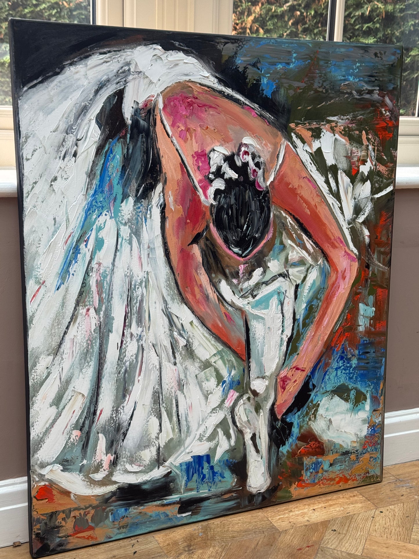 Contemporary Abstract Original Oil Painting On 90 x 76cm on Canvas ‘Ballet Dancer’