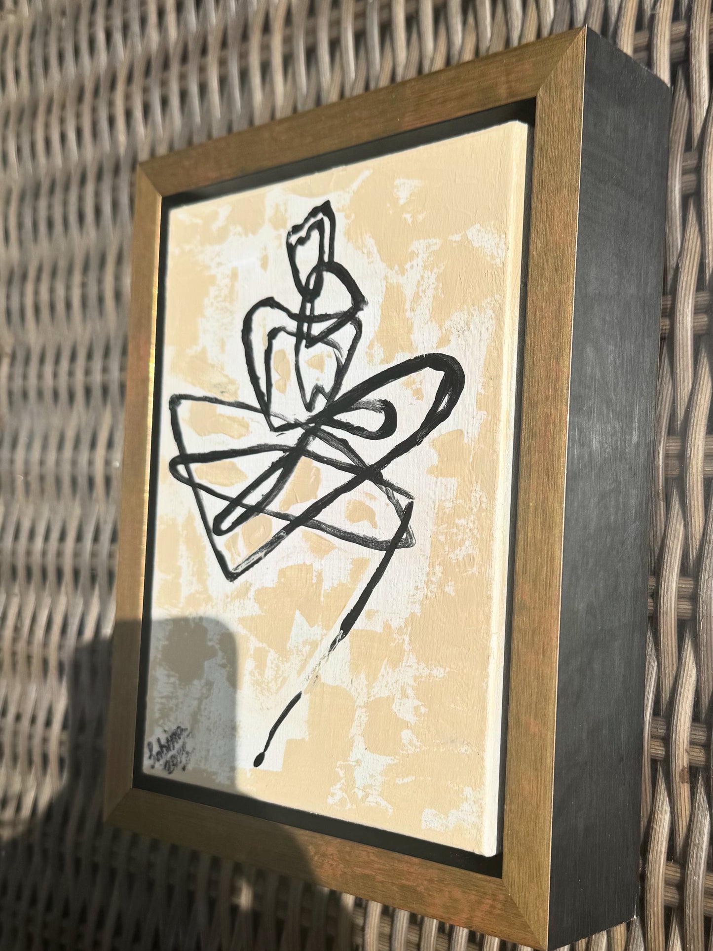Framed Original Abstract contemporary Oil Painting On Canvas 25 x 20cm Lovers Oka