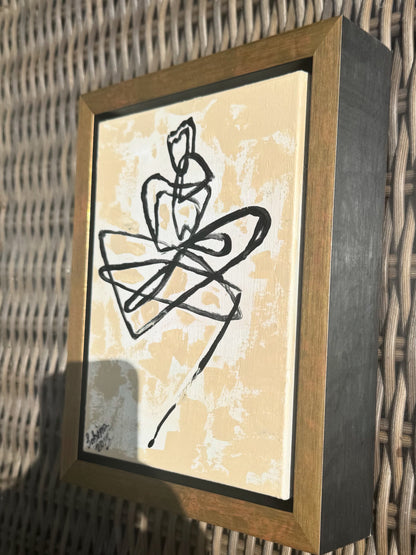 Framed Original Abstract contemporary Oil Painting On Canvas 25 x 20cm Lovers Oka