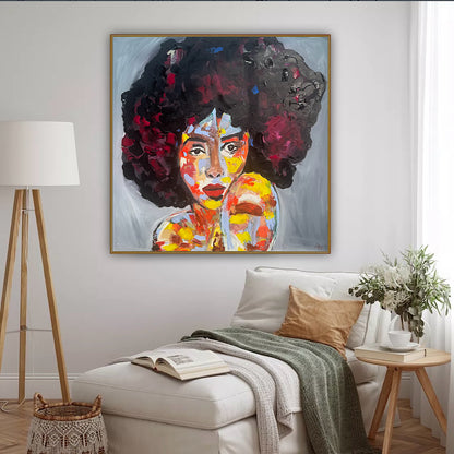 Oka Contemporary Abstract Original Oil Painting 80x80cm Canvas Woman Portrait framed