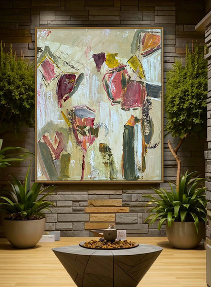 Oka Style Abstract contemporary Oil Painting On Canvas 50 x 60cm Orcia flower