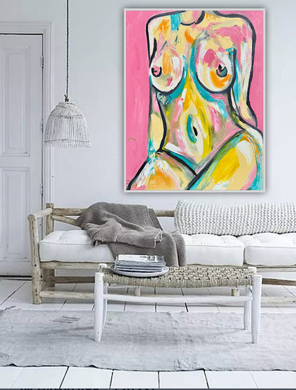 Large Abstract Original Oil Painting On 100x80cm canvas Colourful Nude