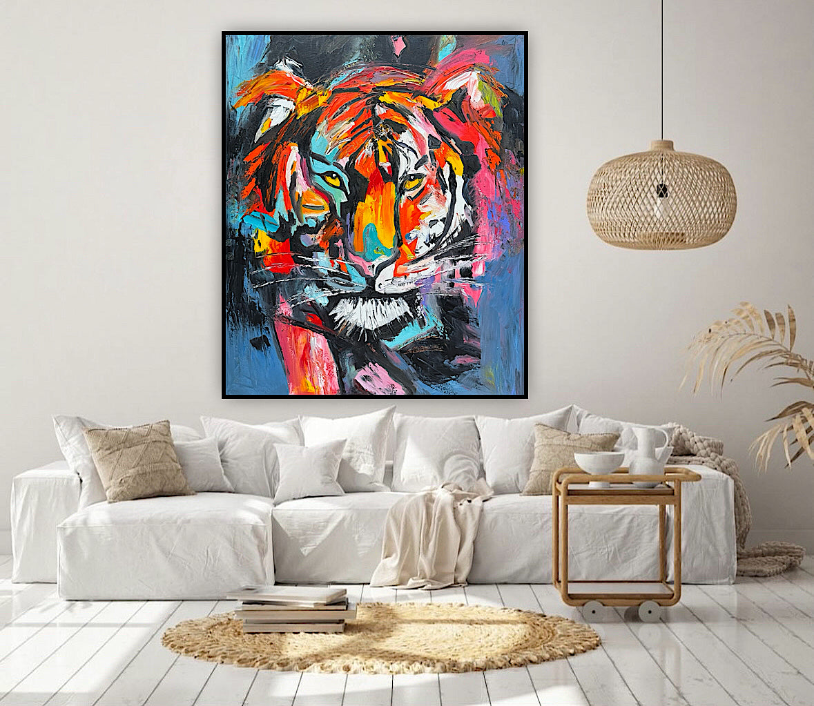Contemporary Abstract Original Oil Painting On 90 x 76cm Canvas ‘Wild Majesty’’ Tiger