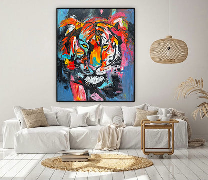 Contemporary Abstract Original Oil Painting On 90 x 76cm Canvas ‘Wild Majesty’’ Tiger