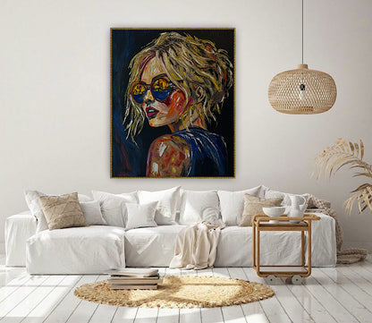 Contemporary Abstract Original Oil Painting of a woman On 90 x 76cm Canvas ‘Blondie II’ woman portrait