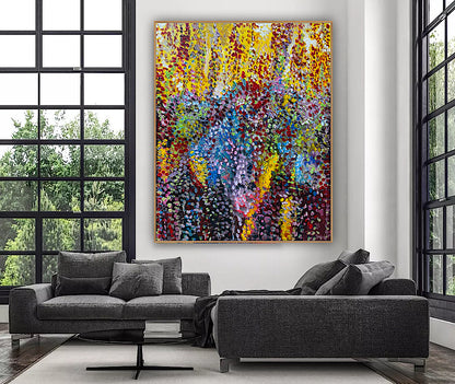 Large Abstract Original Oil Painting On 100x80cm canvas Oka style Sunshine