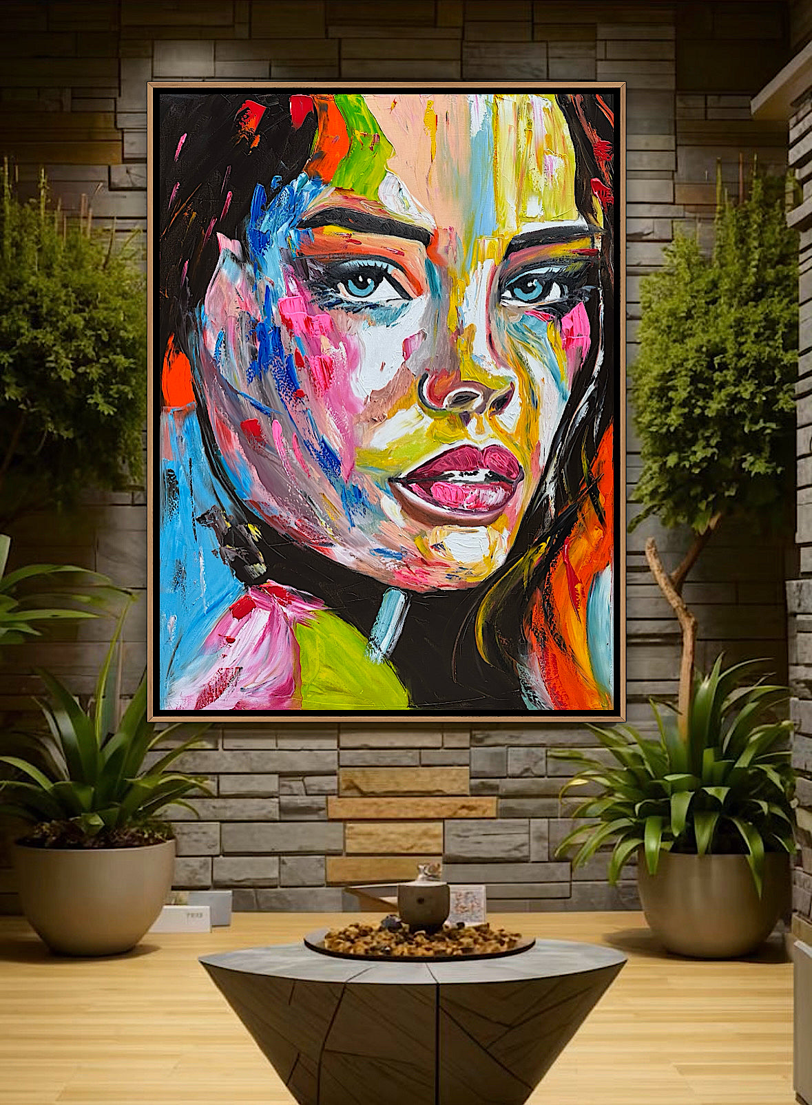 Contemporary Abstract Original Oil Painting On 100 x 80cm Canvas Chromatic Gaze woman portrait